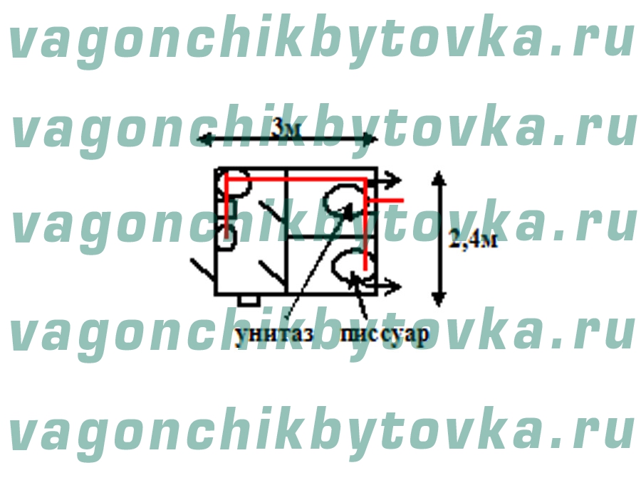 Санузел мужской из вагончика 3м